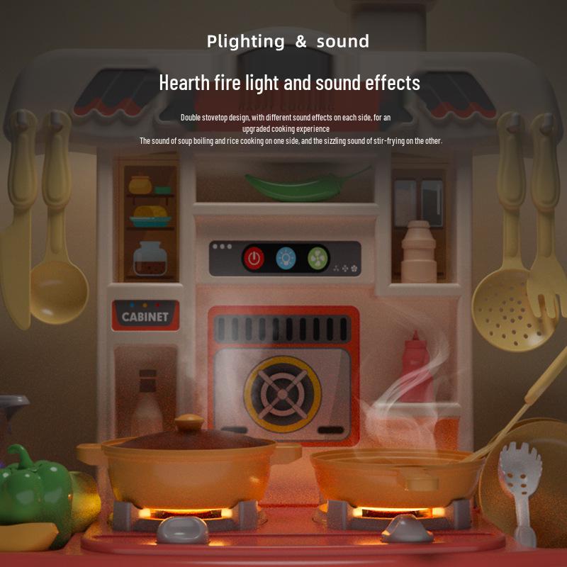 Cross-Border Kids' Pretend Play Kitchen Set: Cooking, Kitchenware, Dining Table Toys for Boys & Girls