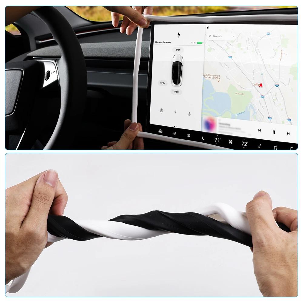 Zentrales Steuerungsbildschirm Silikon-Schutzrahmen für Tesla Model 3 2025-2025 Model Y 2017-2025 Display-Rand Schutzfolie Teil