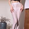 New Fashion Women Fitness Underwear High Waist Fake Thongs Shaping Tights Plus Size Oil Glossy Satin Pantyhose For Yoga Dance