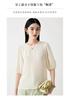 100% Mulberry Silk Round Neck Fine Flowing Silk Breathable Bubble Sleeve Top T-Shirt for Women
