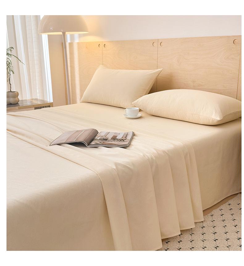 Class A Pure Cotton Solid Color Three-Piece Bedding Set - Thickened Dorm Bed Sheet and Pillowcase with Duvet Cover