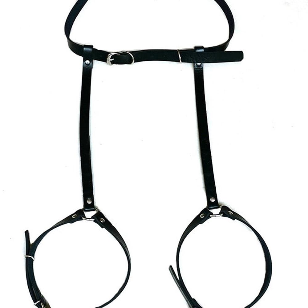 1ks Sexy postroj Sexy Gater Pu Kůže s cvočky Dekorační postroj Nastavitelný Bondage Postroj na nohy Podvazkový Bondage spodní prádlo