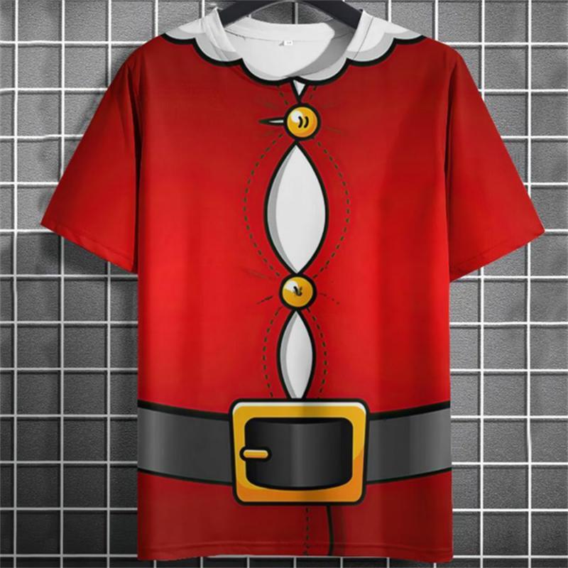 Fashion Christmas Men's T-Shirts Casual Loose Short Sleeve Tops New Year Gift X'mas Clothing Hip Hop Streetwear