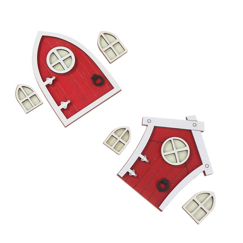 1Set Dollhouse Miniature Fluorescent Fairy Elf Door Window Model House Decor Toy