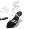 2021 summer European and American foreign trade rhinestone flat sandals women's winding belt women's shoes Strappy sandals