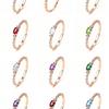 Twelve Zodiac S925 Sterling Silver Adjustable Ring with Colorful Gemstones for Women