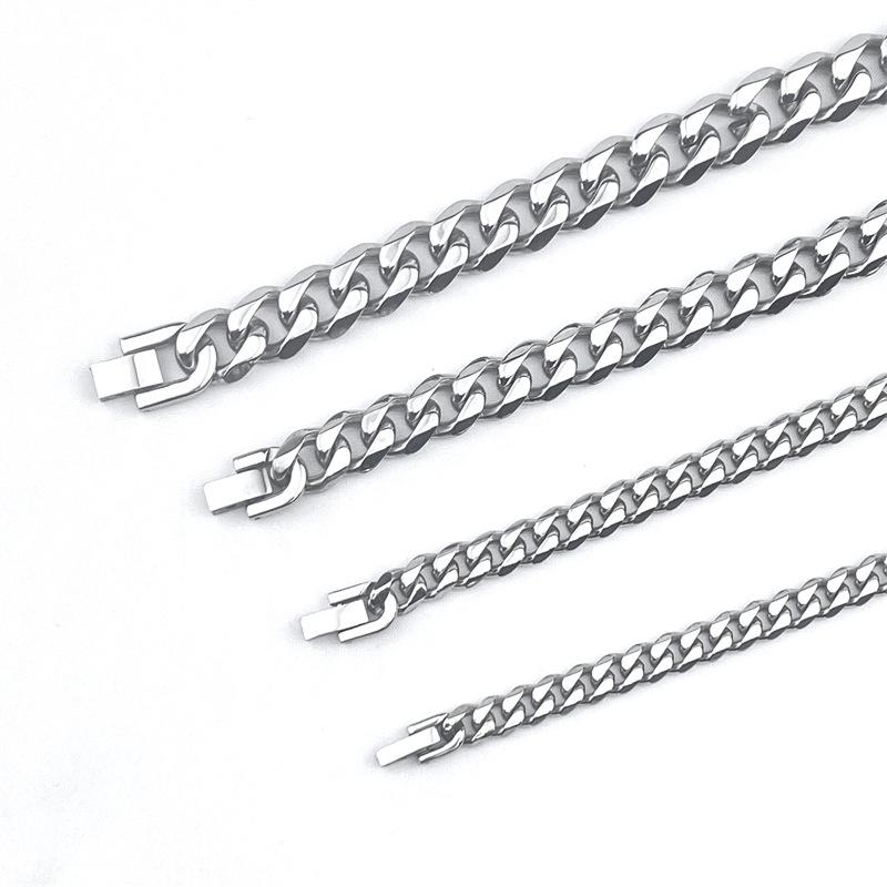 Unisex Polished Six-Sided Stainless Steel Hiphop Bracelet