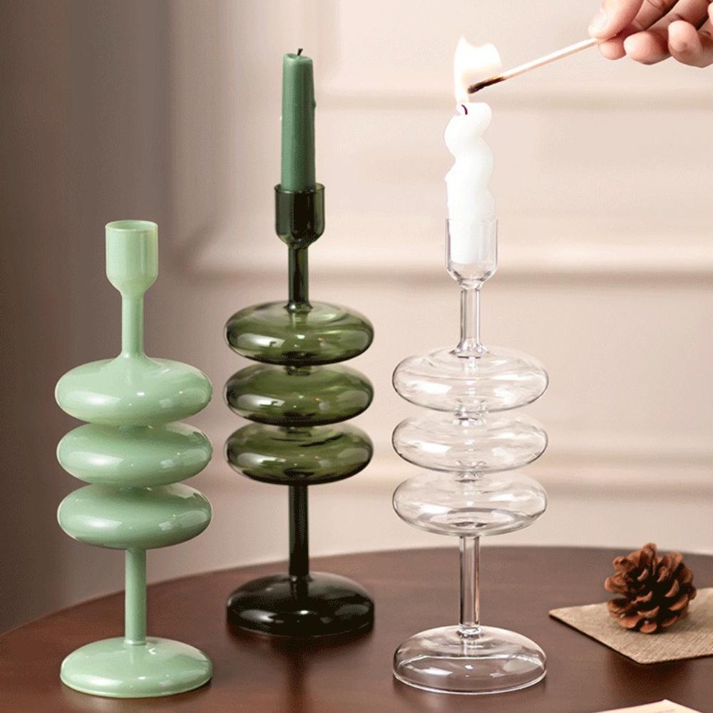 Nordic Colorful Glass Candle Holder Candlestick Holder for Wedding Table Centerpieces Modern Living Room Decor Candlestick Gift