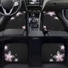 [4pcs Pink Floor Mats] 4pcs Pink Flower Pattern Print Car Floor Mats Set- Universal Fit Front& Rear Full Coverage Auto Interior