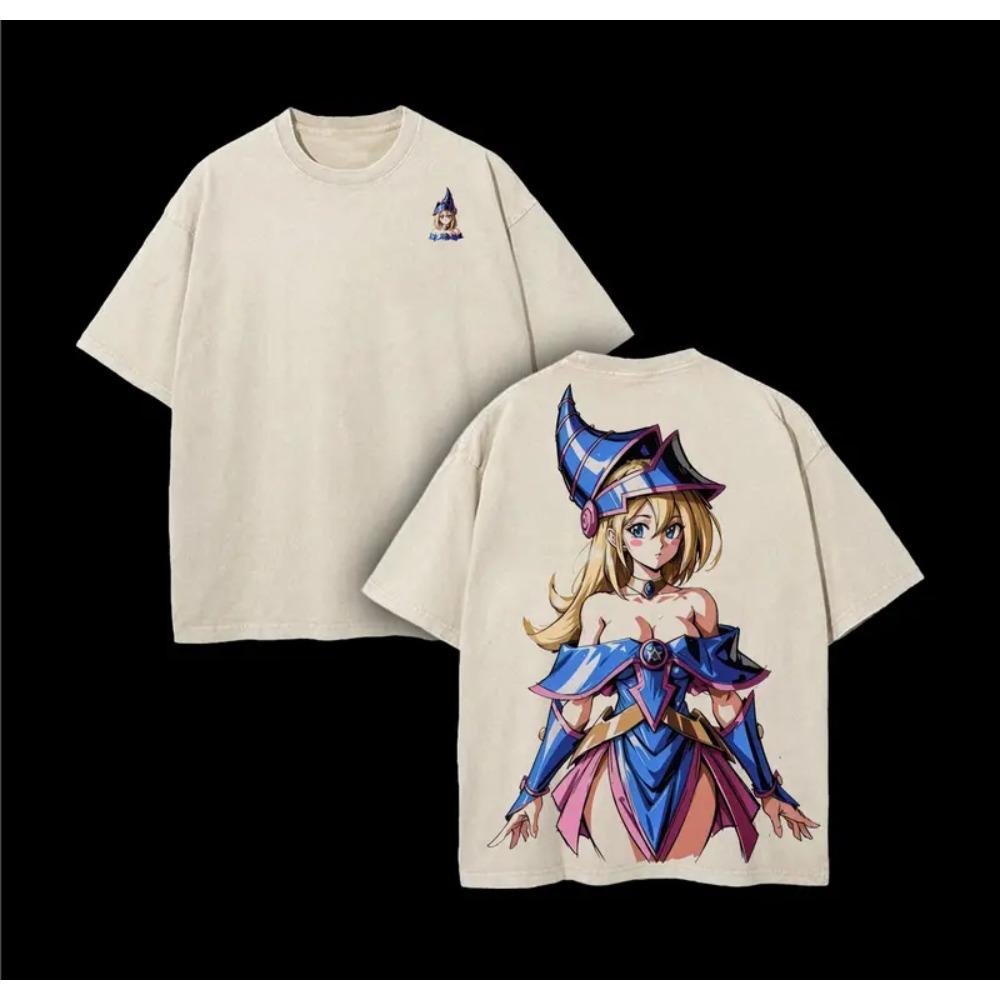 

Dark Magician Girl Yugioh Yu Gi Oh Anime Printed Vintage Washed Tee Unisex Oversize Heavyweight Cotton T-shirt For Anime Fans XXL бежевий