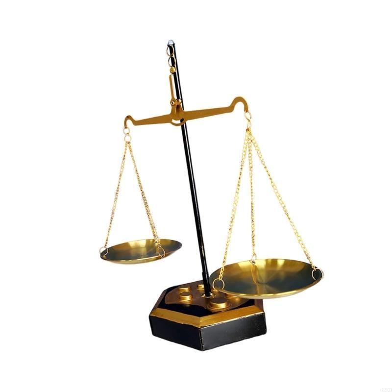 62KD Decorative Metal Weight Scale Sculpture Desktop Ornament for Home Decors Accent