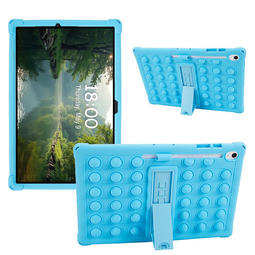 

Soft Silicone Case For Samsung Galaxy Tab S10 FE Plus 13.1 inch SM-X620 SM-X626B Kids Cover Adjustable Stand With Shoulder Strap S10FE Plus X620 X626 небесно-голубой