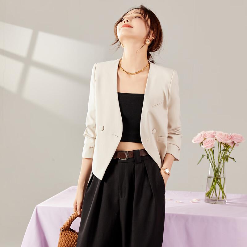 TERRE BLEUE Women's Stylish Loose Short Blazer