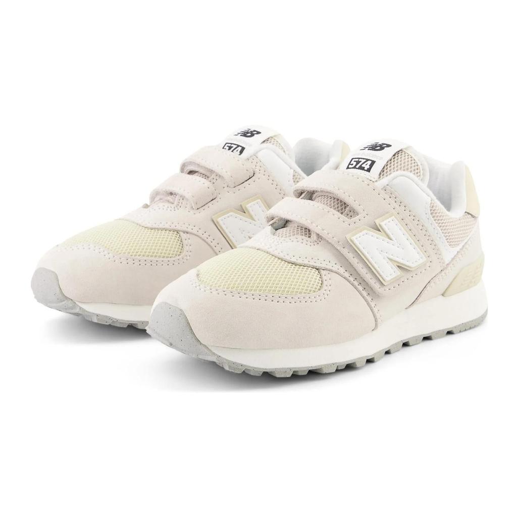New Balance NB 574 Comfortable Anti Kick Cushioning Abrasion Resistant Low Top Kids' Running Shoes Beige Gray White PV574FOG