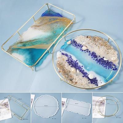 Silicone Coaster Resin Casting Mold Metal Bracket Crystal Epoxy Tray Mould DIY