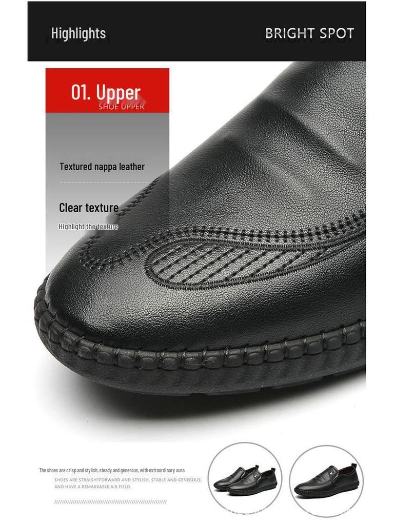 Huahua VIP Men's Genuine Leather Loafers, 2023 Summer Breathable Soft Sole Casual Shoes