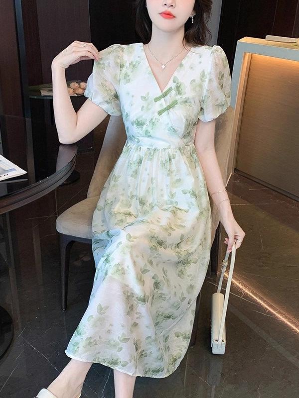 Women's 2026 Summer Floral Slimming Long Dress - Elegant & Graceful Style