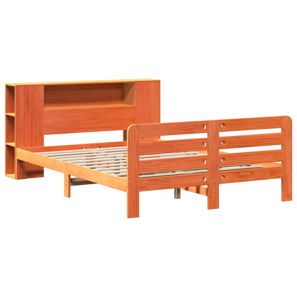 Solid Wood Bed without Mattress Wax Brown 140 x 190 cm Pine Wood