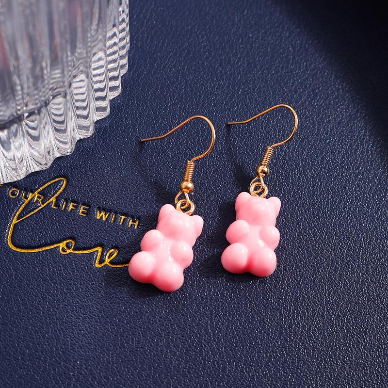 Cute Candy Color Gummy Bear Drop Earrings for Women Girls Handmade Kid's Party Jewelry Gift