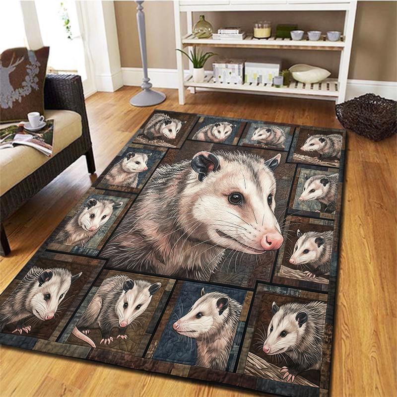 Retro Elk Animal Pattern Square Carpet,Area Rug,Carpet Rug for Living Room Bedroom Sofa Playroom Decor,Non-slip Floor Mat,Holiday Birthday Gifts