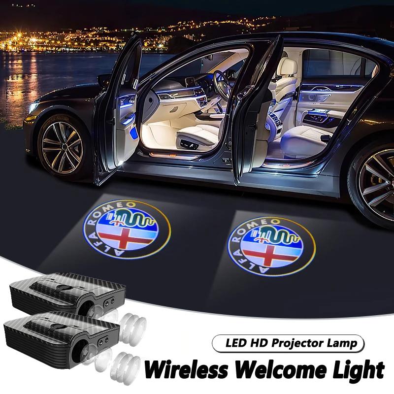 UHNPV1 TFLGX1 Car Door Wireless Welcome Light LED High-Definition Light Car Interior Decoration For Alfa Romeo 156 159 147 4C 8C 166 Giulia