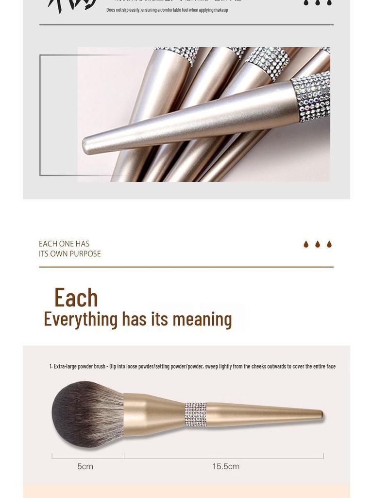 Set di 12 Pennelli da Trucco Color Oro Champagne con Setole Morbide per Ombretto, Cipria, Fondotinta e Correttore.