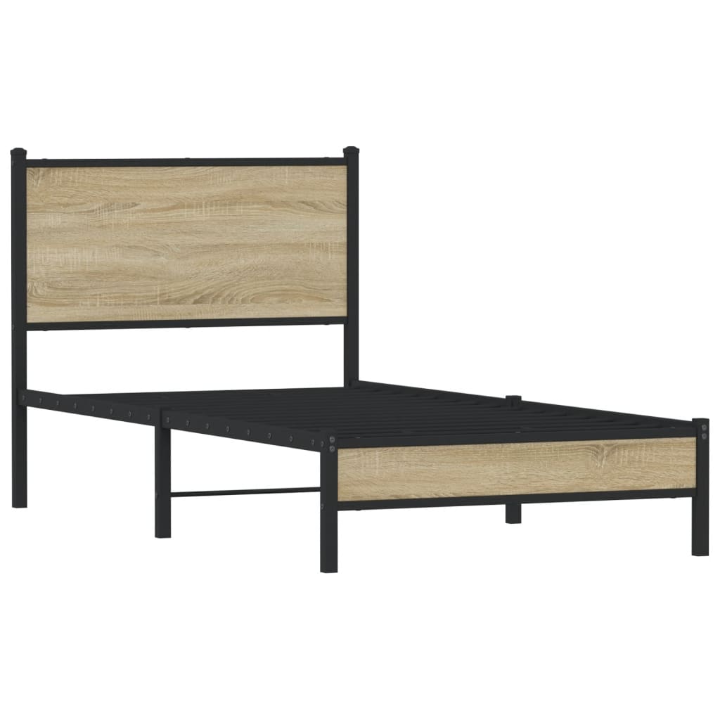 Vidaxl Metal Bed Frame, Without Mattress, Sonoma Oak, 90X190 Cm