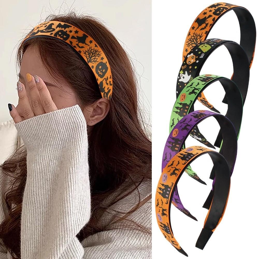 Bat Halloween Hair Hoop Horrible Ghost Bat Print Hairband Exaggerated Skull Head Headband  Party