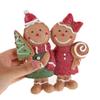 2pcs Christmas Gingerbread Decorations Christmas Resin Gingerbread Boy Girl With Hat Bow Scarf Figurines For Home Kitchen