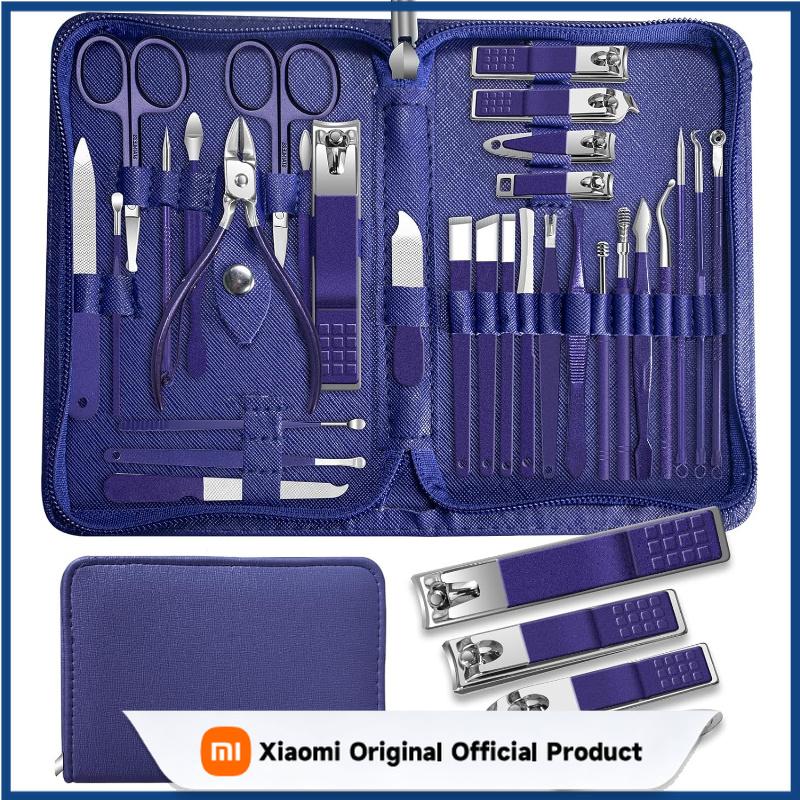 Xiaomi 30Pcs Manicure Pedicure Kit Nail Clippers Kit Professional Stainless Steel Nail Care Tool Toenail Clipper Cutters Travel Case