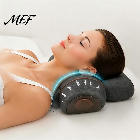 Relaxing Neck Support for Home Electric Massager Pillow, 3-in-1 Cervical Massage Heat Vibration And Lift Travel Pillow Function, Ergonomic Memory Foam
