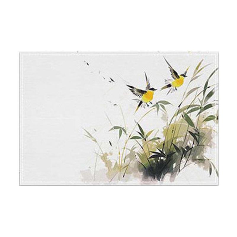 

4/6/8Pcs Simple Green Bamboo Leaf Bird Print Placemat 30*45CM Linen Seasonal Spring Mats for Party Kitchen Wedding Dining Decor 4Pcs-30X45cm(12X18in