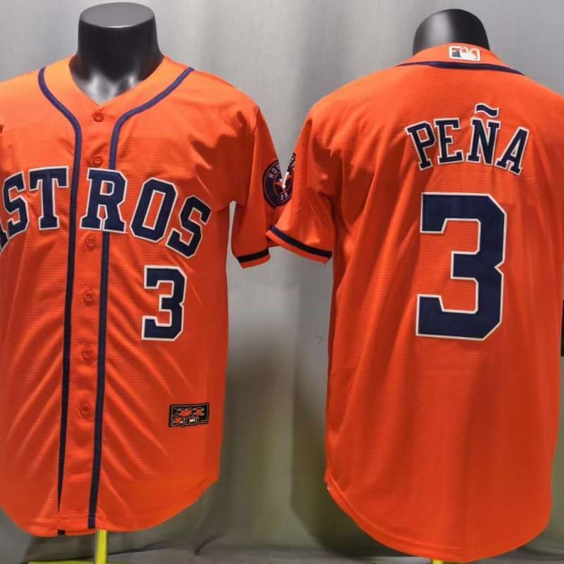 Houston Astros 3 Pena Orange Embroidered Baseball Jersey Short Sleeve Unisex Fan Apparel