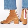 New Women's Ankle Boots,Flock Suede Short Botas,Winter Shoes,British Style,Square Toe,Back Zip,Leopard,Purple,Dropship