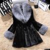 Autumn and winter new imitation fur women's jacket imitation fox fur collar imitation mink medium and long v-neck imitation mink hair
