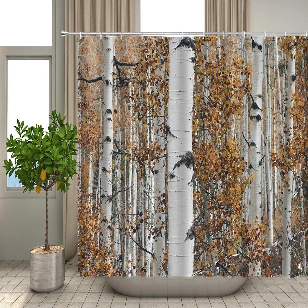 Bath Curtain 3d Printing Window Scenery Forest Shower Curtains 180*200cm Waterproof Bathroom Curtain Washable Fabric With Hooks