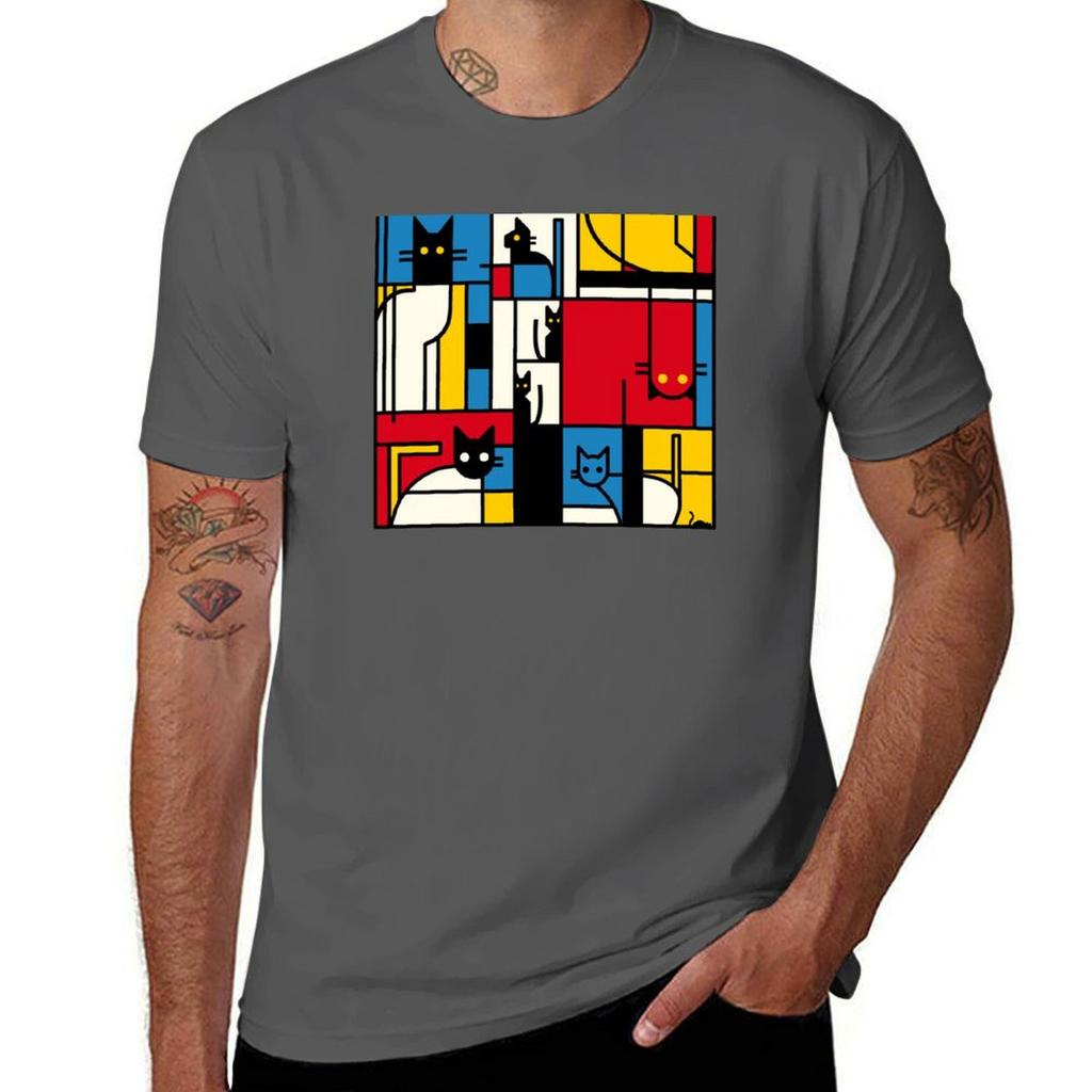The Mondrian Cats by Tobe Fonseca TShirt Plus Size Quick Dry Sports Tee