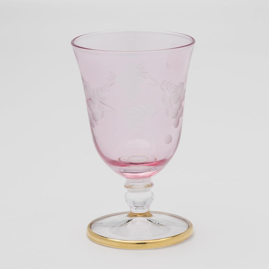 Otsuka Glass "Colorful Poem" Sake Glass, 70ml, with Stand, Pink Flower Kiriko, Made In Japan, 9203-15-1PK-1P