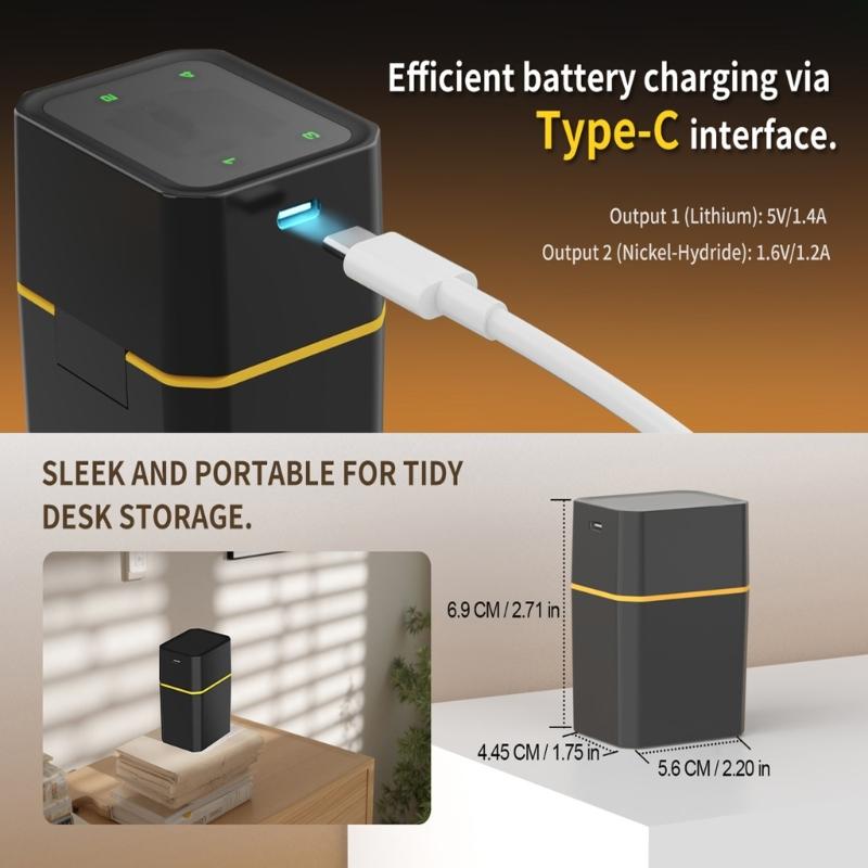 Intelligent 4 Bay Chargers Station For Rechargeable 5 7 Lithiums NiMH Batteries With Auto Detection Function