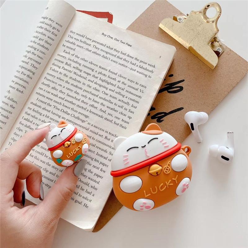 Cute Lucky Cat AirPods Pro Apple Bluetooth headset case 1/1/1 generation cartoon silicone protective cover