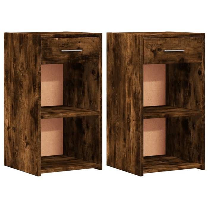 VidaXL Bedside Tables 2 Pcs Smoked Oak 35x34x65 Cm Engineered Wood, Bedside Table, Bedroom Furniture, Nightstand, 840585
