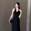 Elegant Red Halter Neck Backless Summer Dress for Women