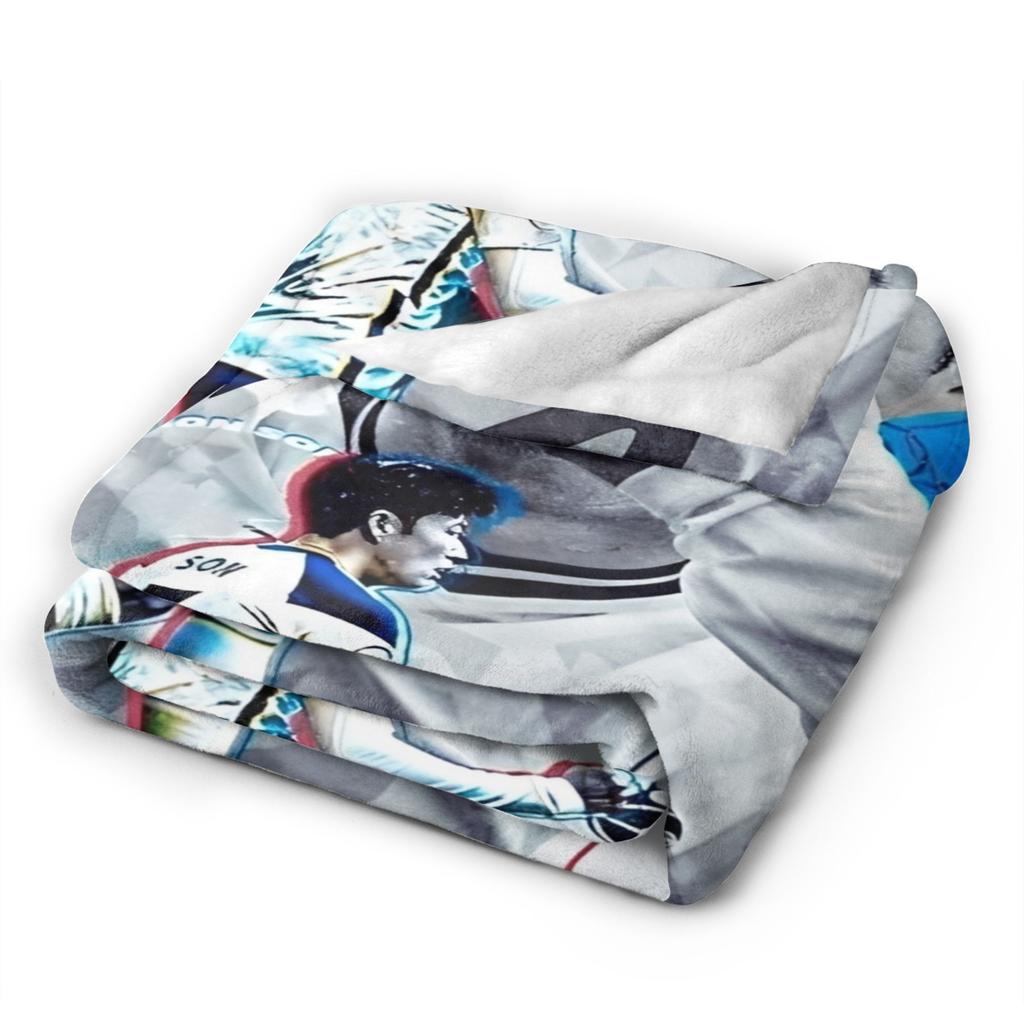 Son Heung-Min Soccer Football Fleece Throw Blankets Number 7 Blanket for Home Bedroom Lightweight Bedroom Quilt