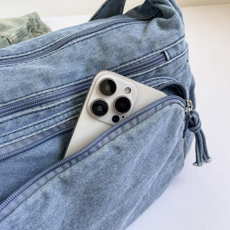 Denim Shoulder Bag Women's Crossbody Bag Commuter Large Capacity Underarm Bag
