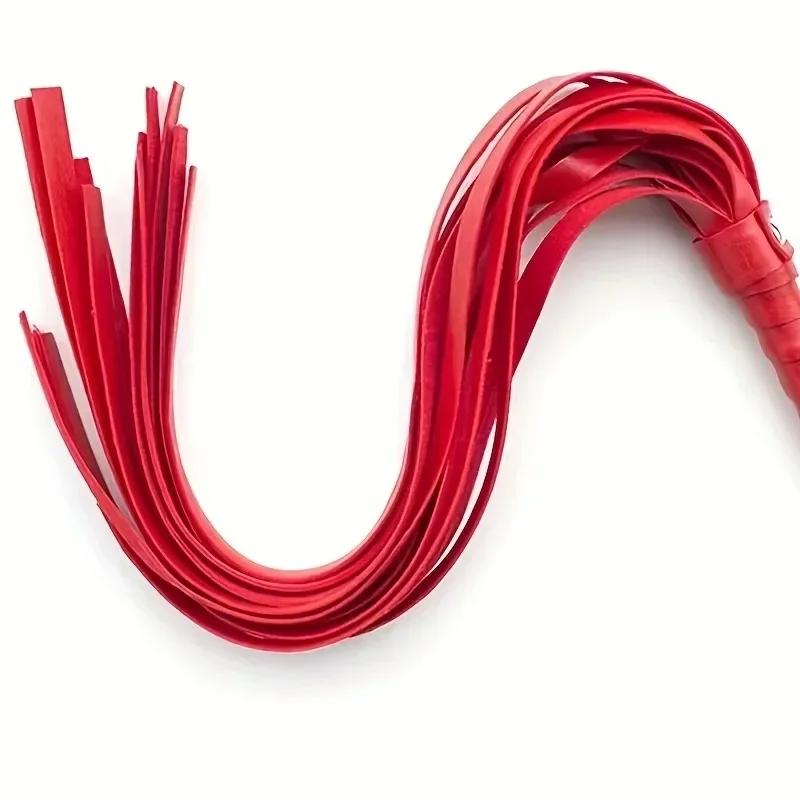 Erotic Black and Red Leather Tassel Whip SM Bondage Couple Toys Sex Supplies