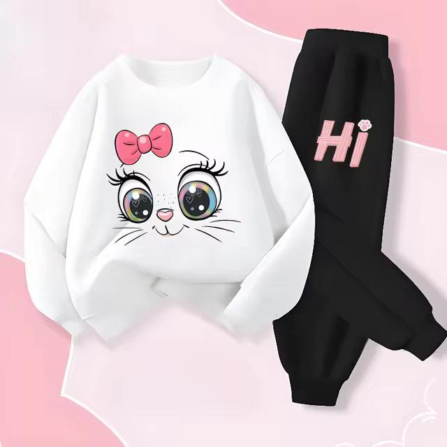 Girls' Spring Hoodie & Long Pants Set - Casual Two-Piece Outfit