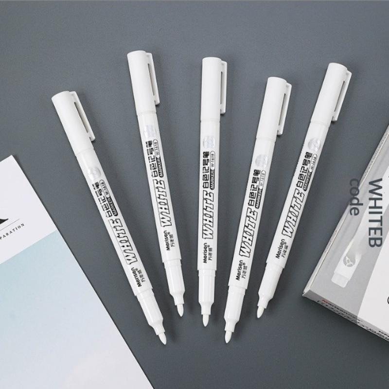 12Pcs/Box Permanent White Marker Pens With Opaque Quick Drying Ink Smooth Tip For Diy Crafts Art Drawing Dark Surface Marking