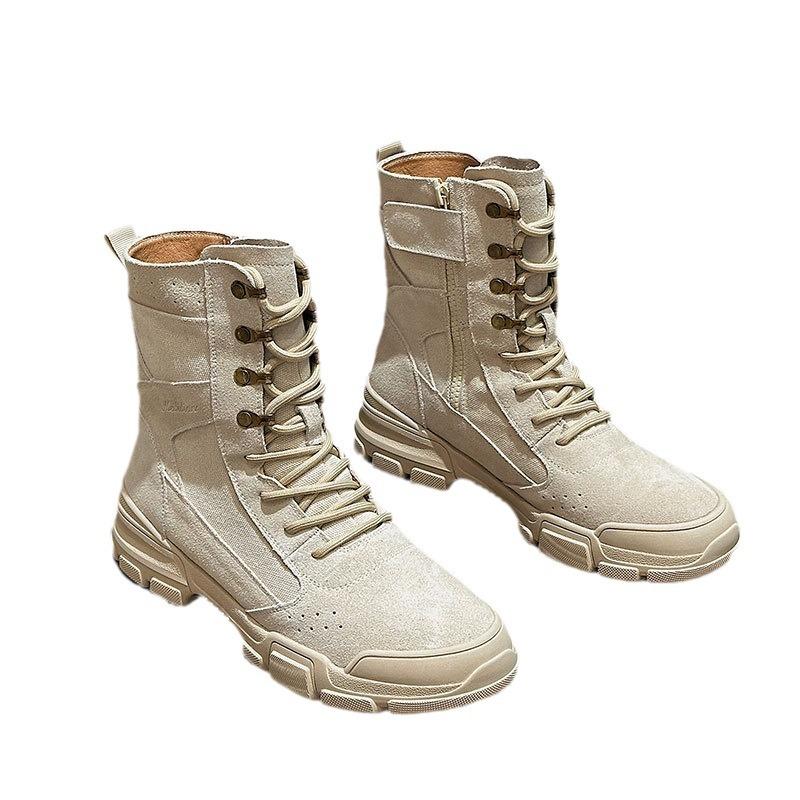 Fashion Work boots for women in spring 2025 new thick soled suede short boots for hiking and hiking casual boots