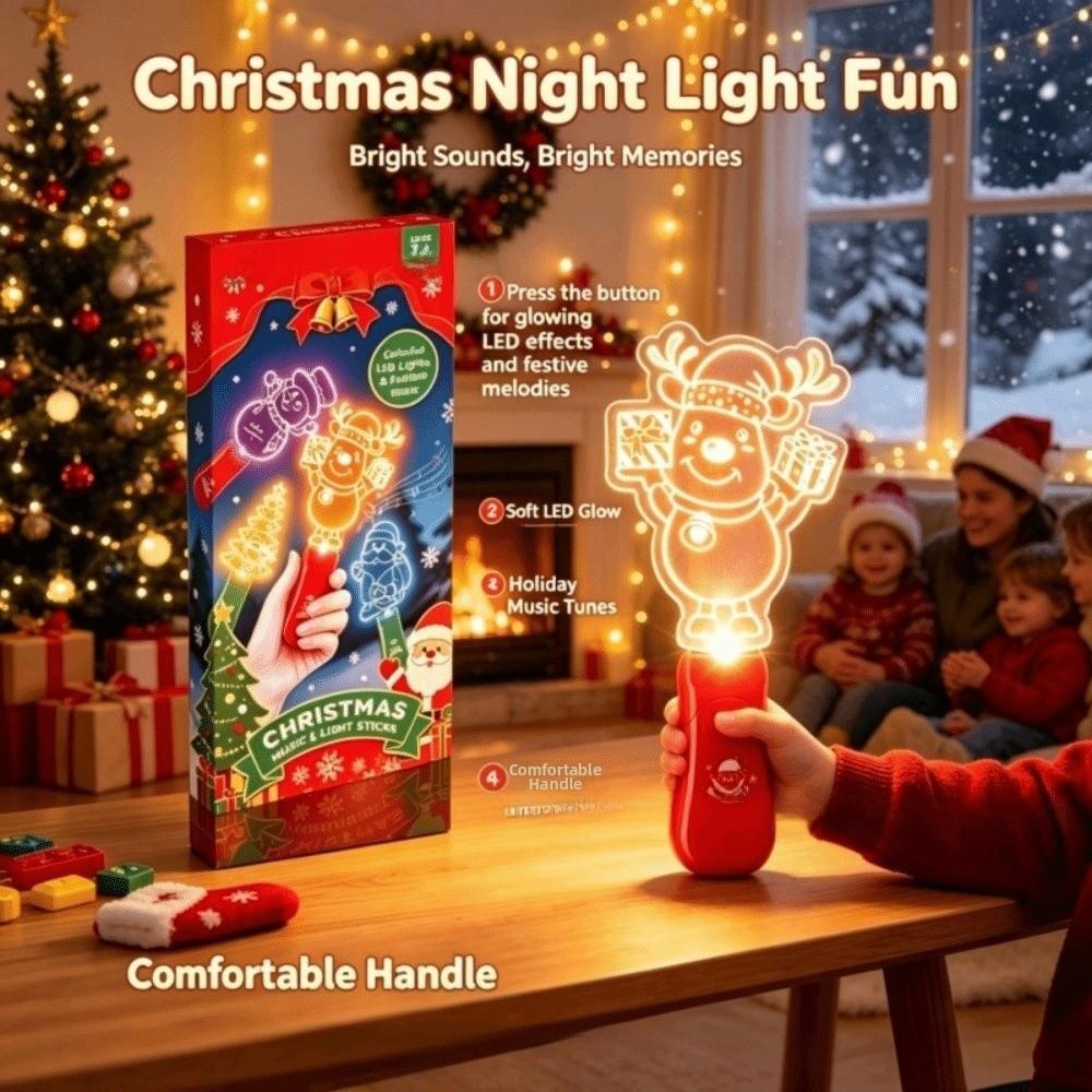 Halloween Lamp LED Glow Sticks with Sound Santa Claus Mini Handheld Night Lights Christmas Party