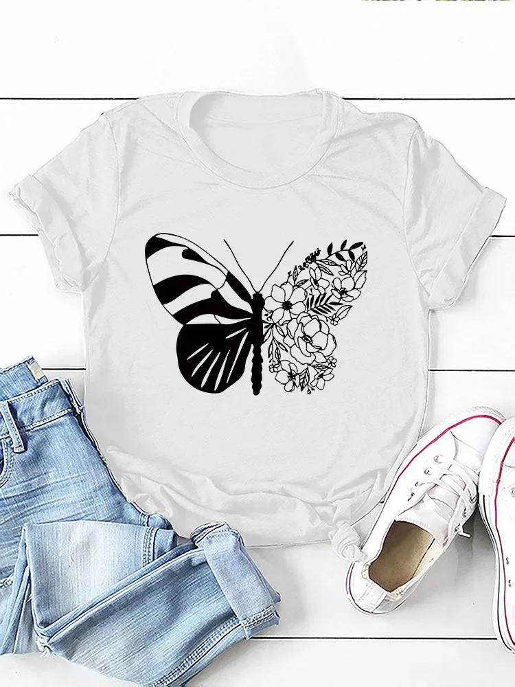 Beautiful Butterfly Print Women T Shirt Short Sleeve O Neck Loose Women Tshirt Ladies Tee Shirt Tops Camisetas Mujer
